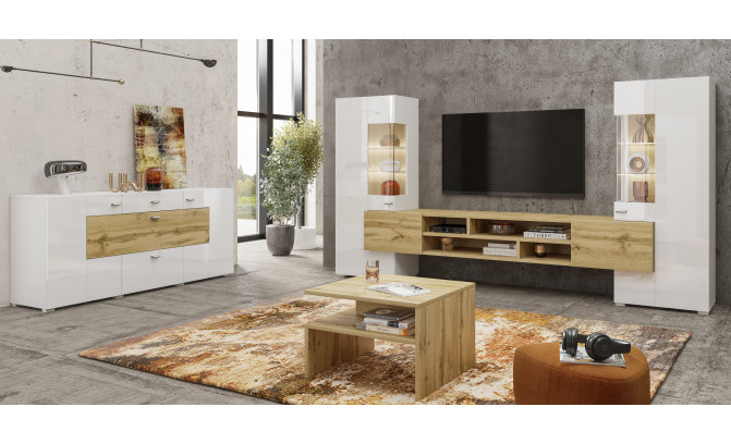 Sekcija COBY 247JMB10 Biały Połysk / Dąb Wotan